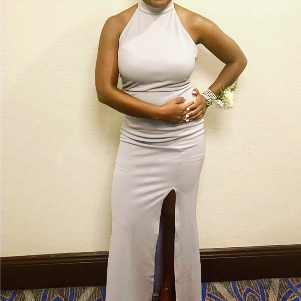 Light Purple Highneck Halter Bodycon Dress